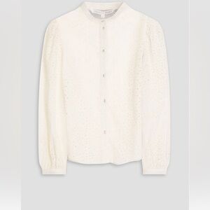 NWT Veronica Beard Vitale 100% Cotton Eyelet White Long Sleeve Blouse Size 00